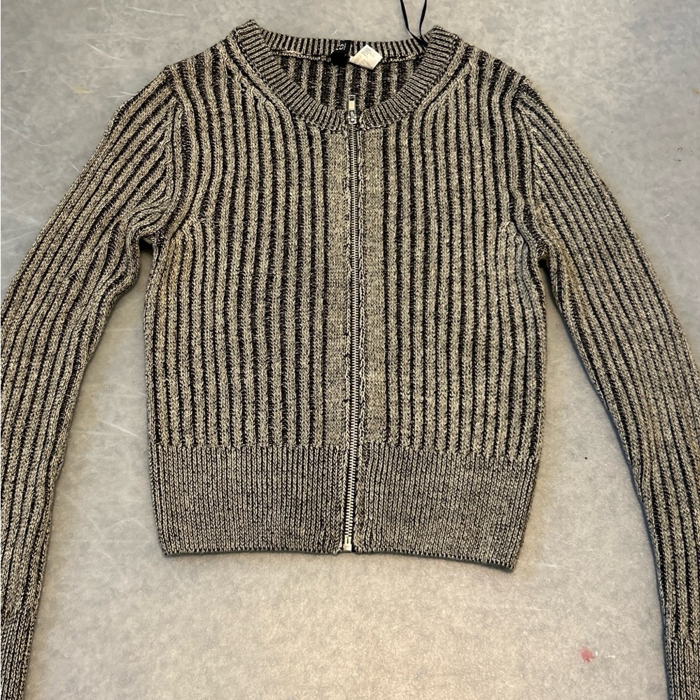 H&M Black and Gray Ribbed Cardigan